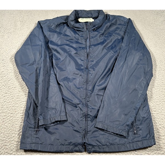 Vintage L.L Bean Jacket Mens Large Blue Packable Hooded Windbreaker Aspen 90s - Picture 1 of 9
